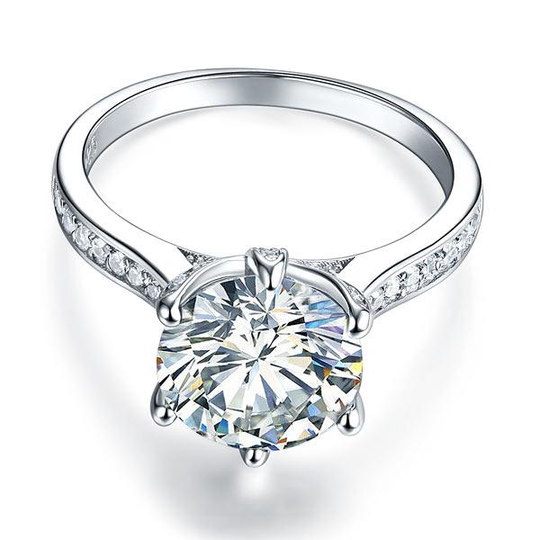 3.00ct Classic Diamond Engagement Ring Round Brilliant Cut 925 Sterling Silver
