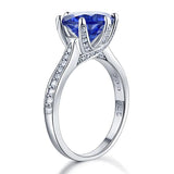 3.00ct Vivid Blue Diamond Engagement Ring, Round Brilliant Cut, 925 Silver