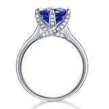 3.00ct Vivid Blue Diamond Engagement Ring, Round Brilliant Cut, 925 Silver