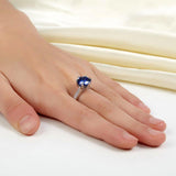 3.00ct Vivid Blue Diamond Engagement Ring, Round Brilliant Cut, 925 Silver