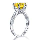 3.00ct Vivid Yellow Diamond Engagement Ring, Round Brilliant Cut, 925 Sterling Silver