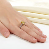 3.00ct Vivid Yellow Diamond Engagement Ring, Round Brilliant Cut, 925 Sterling Silver
