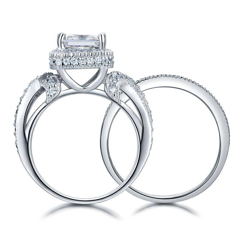 1.50ct Vintage Princess Cut Diamond Bridal Ring Set