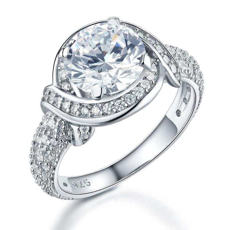 2.00ct Vintage Brilliant Cut Diamond Engagement Ring, 925 Silver