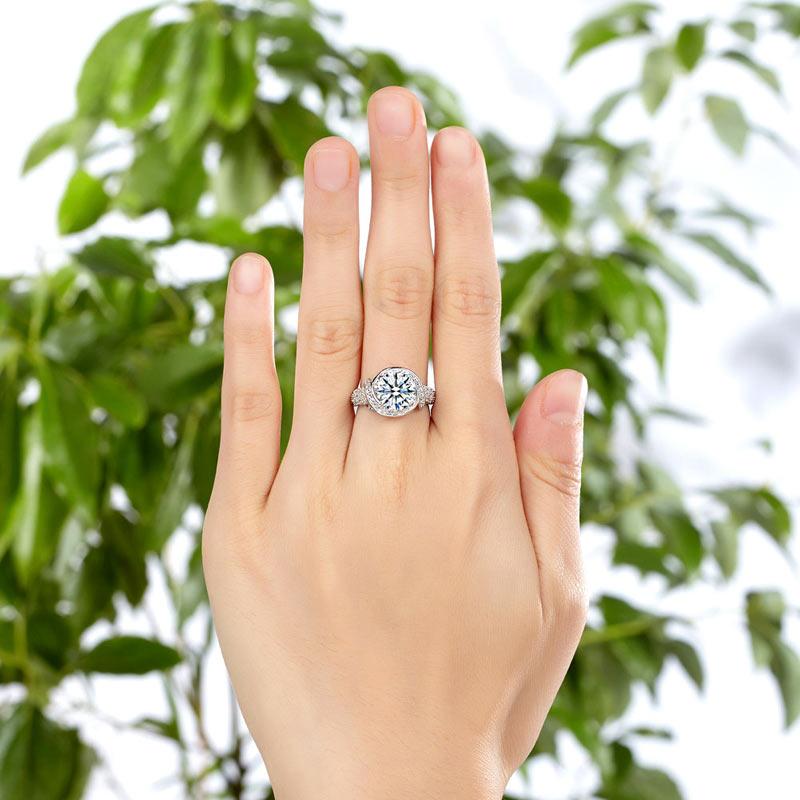 2.00ct Vintage Brilliant Cut Diamond Engagement Ring, 925 Silver