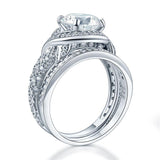 2.00ct Art Deco Diamond Bridal Ring Set, 925 Sterling Silver
