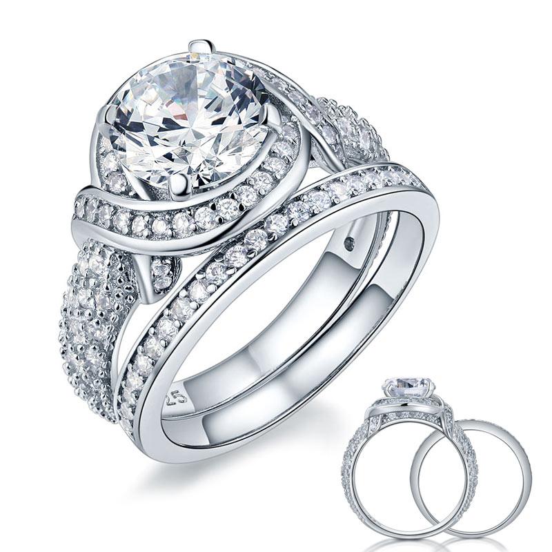 2.00ct Art Deco Diamond Bridal Ring Set, 925 Sterling Silver