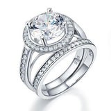 3.50ct Classic Diamond Halo Bridal Ring Set, Round Brilliant Cut, 925 Silver