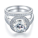 3.50ct Classic Diamond Halo Bridal Ring Set, Round Brilliant Cut, 925 Silver