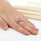 3.00ct Vivid Pink Diamond Engagement Ring, Round Brilliant Cut Twist, 925 Silver