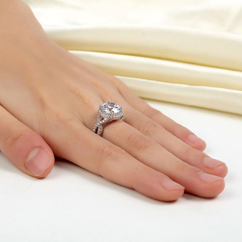 3.00ct Diamond Twist Engagement Ring, Round Brilliant Cut, 925 Silver
