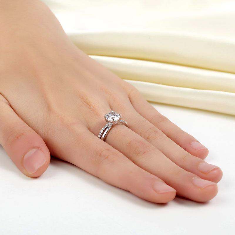 1.50ct Diamond Engagement Ring, Twisted Band, 925 Sterling Silver