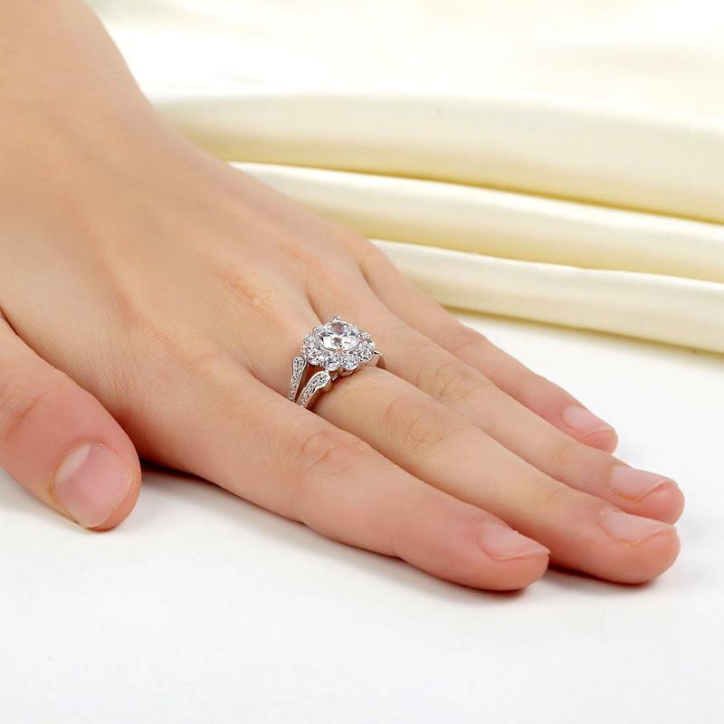 1.25ct Vintage Diamond Halo Engagement Ring, Round Brilliant Cut Diamond, 925