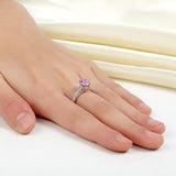 1.25ct Pink Diamond, Classic Round Cut Solitaire, 925 Sterling Silver Engagement Ring