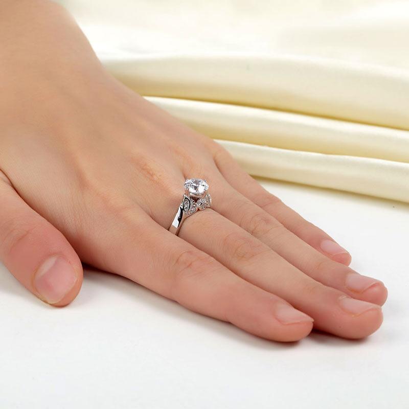 1.25ct Vintage Diamond Ring, Round Brilliant Cut Diamond, 925 Sterling Silver