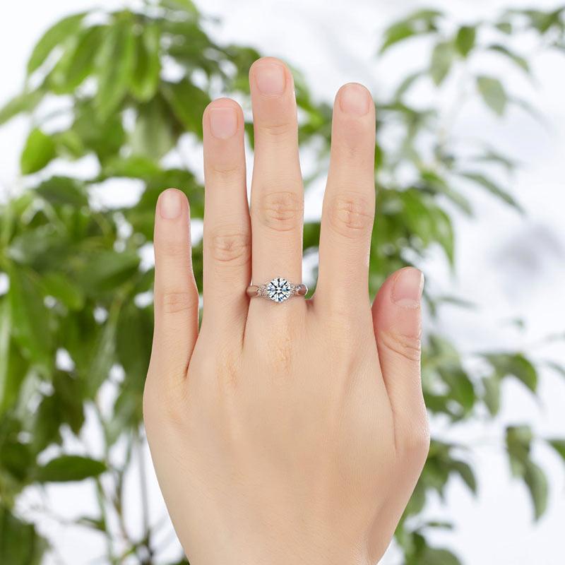 1.25ct Vintage Diamond Ring, Round Brilliant Cut Diamond, 925 Sterling Silver