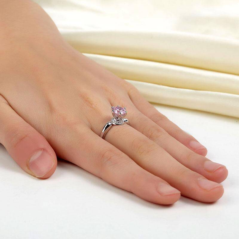 1.25ct Pink Diamond, Round Brilliant Cut, 925 Sterling Silver