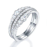 Vintage Diamond Wedding Band Ring Set 3-Pieces, 925 Sterling Silver