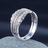 Vintage Diamond Wedding Band Ring Set 3-Pieces, 925 Sterling Silver