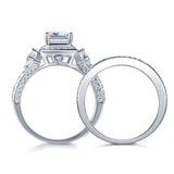 1.00ct Vintage Princess Cut Diamond Bridal Ring Set, 925 Sterling Silver