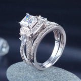 1.00ct Vintage Princess Cut Diamond Bridal Ring Set, 925 Sterling Silver