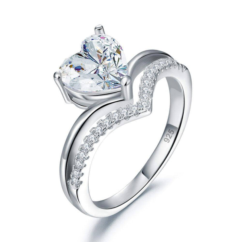 2.00ct Heart Cut Diamond Bridal Ring Set, 925 Sterling Silver