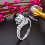 2.00ct Heart Cut Diamond Bridal Ring Set, 925 Sterling Silver