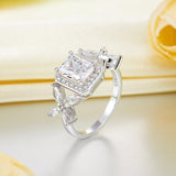1.50ct Vintage Butterfly Diamond Engagement Ring, Radiant Cut, 925 Silver