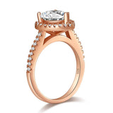 2.00ct Rose Gold Pear Diamond Halo Engagement Ring, 925 Silver