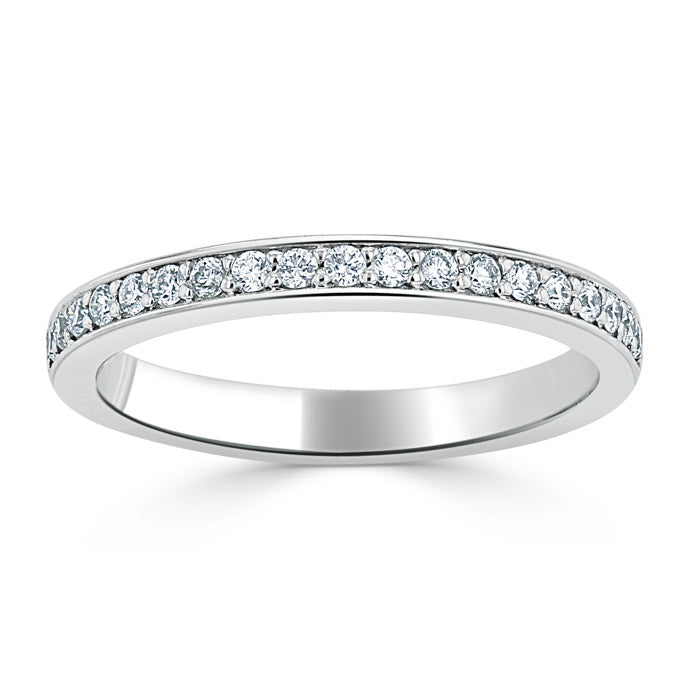 0.50ct Moissanite Wedding Band, Delicate Half Eternity Ring, 2.00mm Wide Pave Set,  Available in White Gold or Platinum