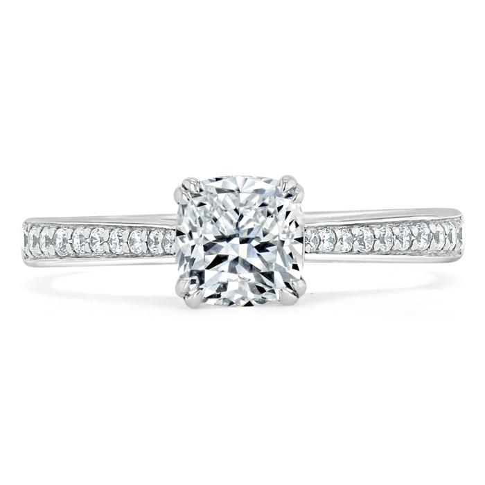 Lab-Diamond Cushion Cut Engagement Ring, Classic Style, Choose Your Stone Size and Metal
