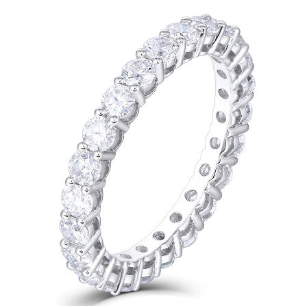 1.20ct White Gold Full Eternity Ring, Moissanite Wedding Band, 14Kt 585 White Gold