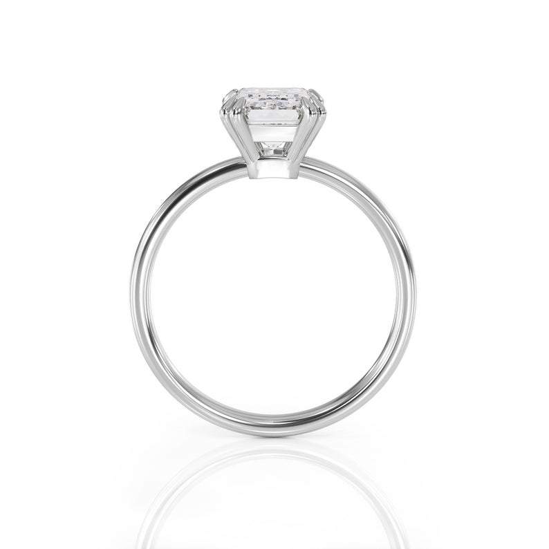 1.75ct Emerald Cut Moissanite Engagement Ring, Available in White Gold or Platinum