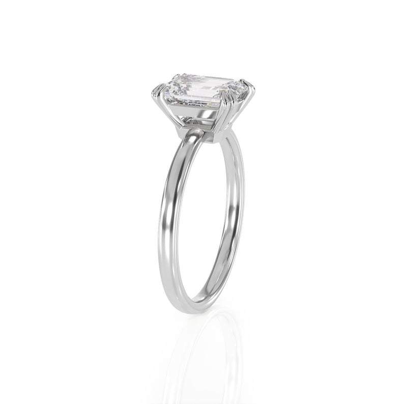 Lab-Diamond Emerald Cut Engagement Ring, Choose Your Stone Size and Metal