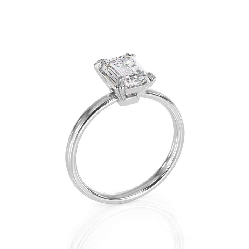 1.75ct Emerald Cut Moissanite Engagement Ring, Available in White Gold or Platinum