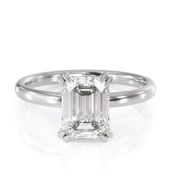 Lab-Diamond Emerald Cut Engagement Ring, Choose Your Stone Size and Metal