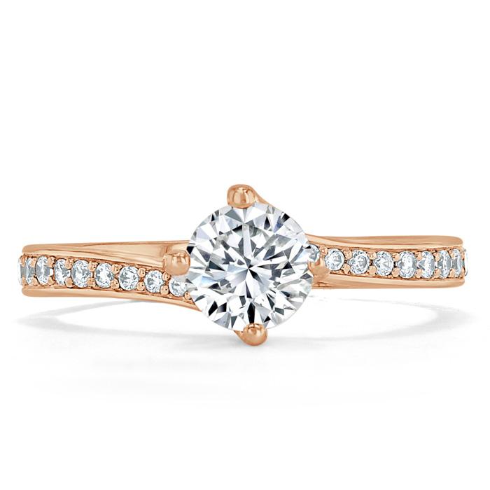 1.00ct  Round Cut Moissanite Twist Engagement Ring, Classic Style,  Available in White Gold, Platinum, Rose Gold or Yellow Gold