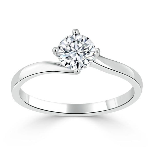 Lab-Diamond, Round Cut Engagement Ring, Choose Your Stone Size and Metal