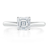 1.00ct Asscher Cut Moissanite Engagement Ring, Classic Style,  Available in White Gold, Platinum, Rose Gold or Yellow Gold