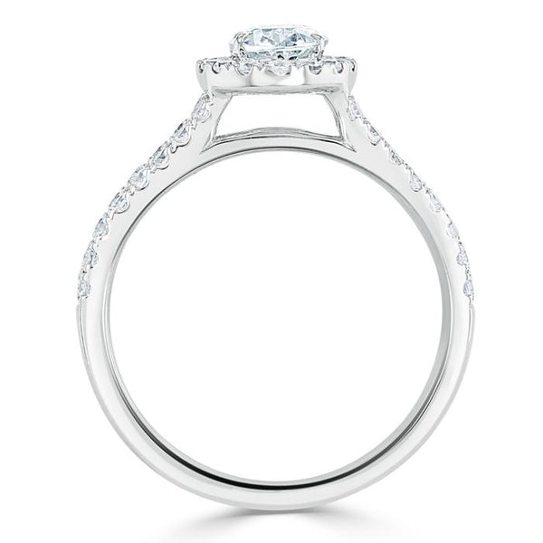 1.60ct Oval Cut Moissanite Halo Engagement Ring, Tiffany Style,  Available in White Gold, Platinum, Rose Gold or Yellow Gold