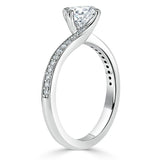 1.00ct  Round Cut Moissanite Twist Engagement Ring, Classic Style,  Available in White Gold, Platinum, Rose Gold or Yellow Gold