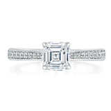 1.00ct  Asscher Cut Moissanite Engagement Ring, Classic Style,  Available in White Gold, Platinum, Rose Gold or Yellow Gold