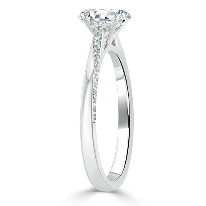 1.00ct Oval Cut Moissanite Engagement Ring, Classic Style,  Available in White Gold, Platinum, Rose Gold or Yellow Gold