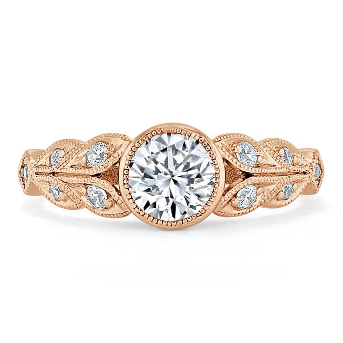 1.25ct Vintage Round Cut Moissanite Engagement Ring,  Available in White Gold, Platinum, Rose Gold or Yellow Gold