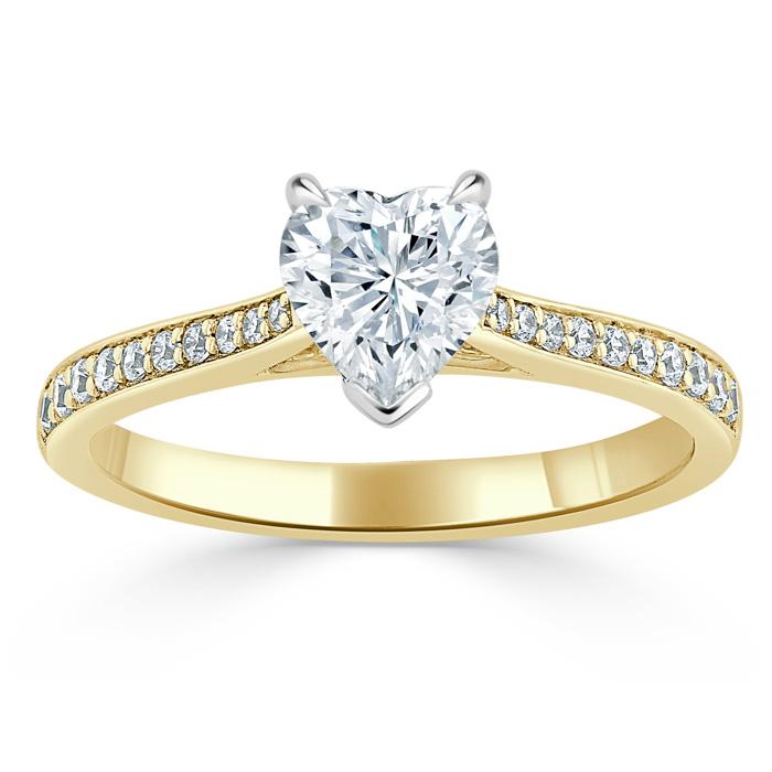 1.20ct  Heart Cut Moissanite Engagement Ring, Classic Style,  Available in White Gold, Platinum, Rose Gold or Yellow Gold