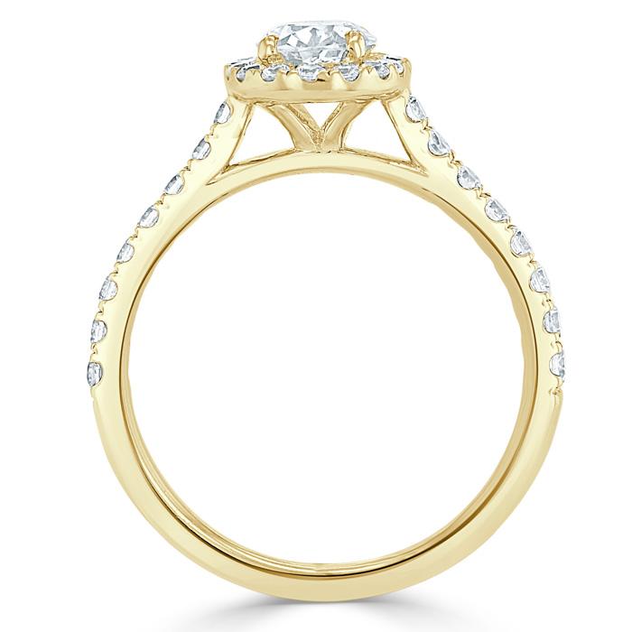 1.40ct Oval Cut Moissanite Halo Engagement Ring, Tiffany Style,  Available in White Gold, Platinum, Rose Gold or Yellow Gold