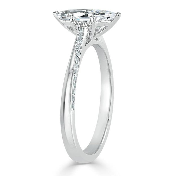 1.00ct Marquise Cut Moissanite Engagement Ring, Classic Style,  Available in White Gold, Platinum, Rose Gold or Yellow Gold