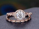 2.00ct Moissanite Ring Set, Round Cut Halo, Colour F, Clarity VVS, Available in a Choice of Metals, Centre Stone 1.25ct
