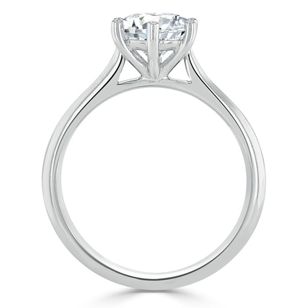 1.00ct  Round Cut Moissanite Engagement Ring, Classic Six Claw,  Available in White Gold, Platinum, Rose Gold or Yellow Gold