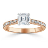 1.00ct  Asscher Cut Moissanite Engagement Ring, Classic Style,  Available in White Gold, Platinum, Rose Gold or Yellow Gold